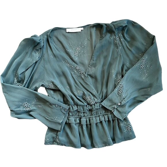 ASTR The Label Floral Embroidered Boho Babydoll Top L - Picture 1 of 13